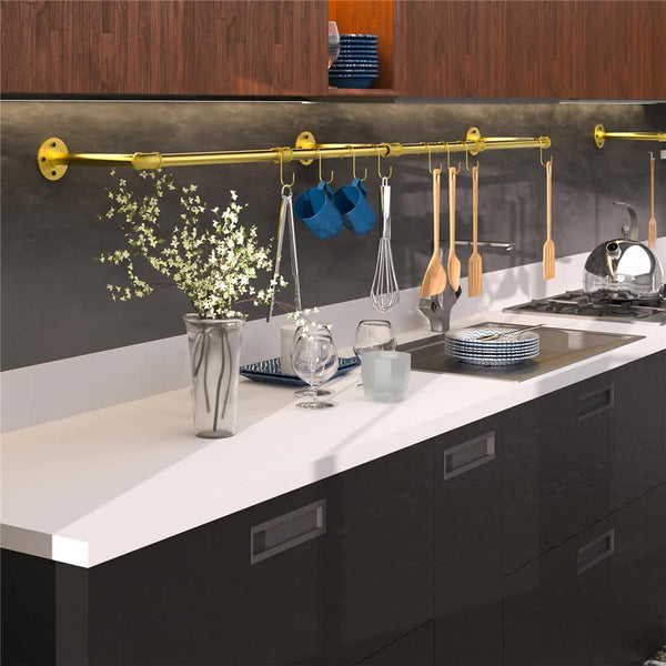Gold Wall Mounted Clothes Rack A Strong Metal Garment Hanging Rail Garment Racks