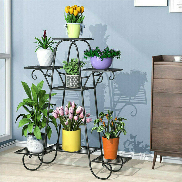 Stable 7 Tier Metal Plant Stand Flower Pot Rack Display Holder Shelf Home Garden Plant Stands