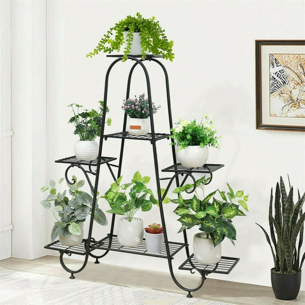 Stable 7 Tier Metal Plant Stand Flower Pot Rack Display Holder Shelf Home Garden Plant Stands