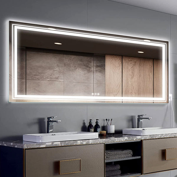 1.83M Oversize Dual Light Bathroom Mirror Super Anti Fog Makeup Dressing Mirrors