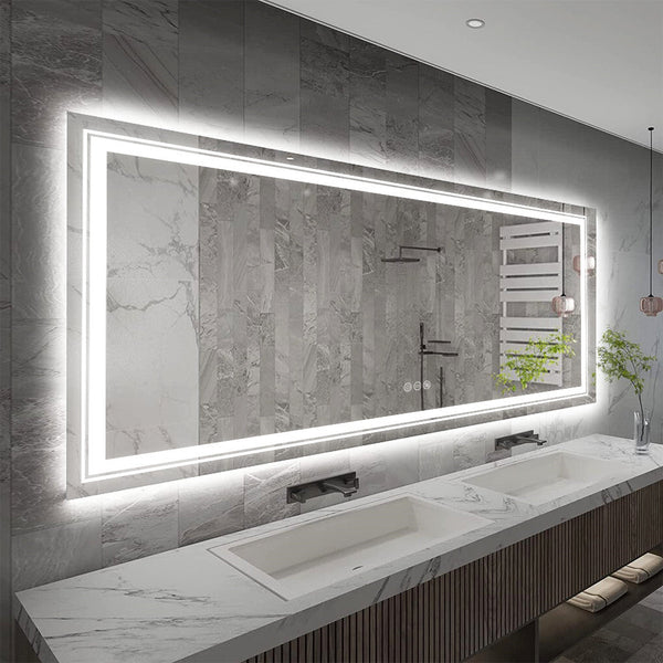1.83M Oversize Dual Light Bathroom Mirror Super Anti Fog Makeup Dressing Mirrors