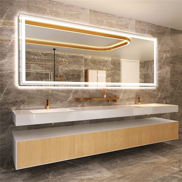 1.83M Oversize Dual Light Bathroom Mirror Super Anti Fog Makeup Dressing Mirrors