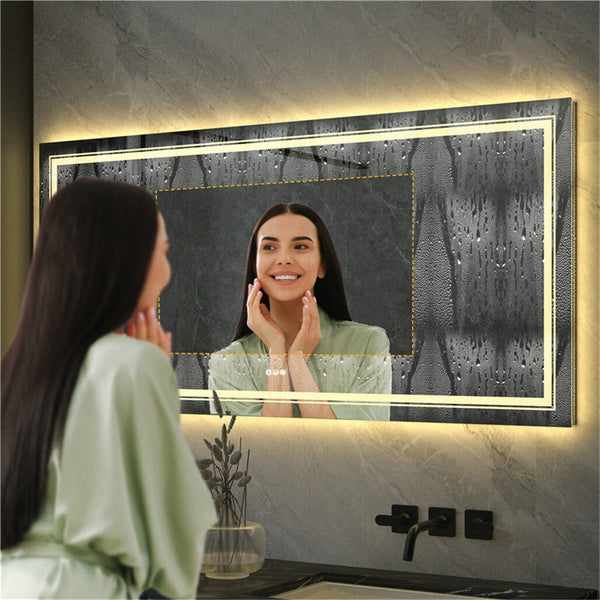 1.83M Oversize Dual Light Bathroom Mirror Super Anti Fog Makeup Dressing Mirrors
