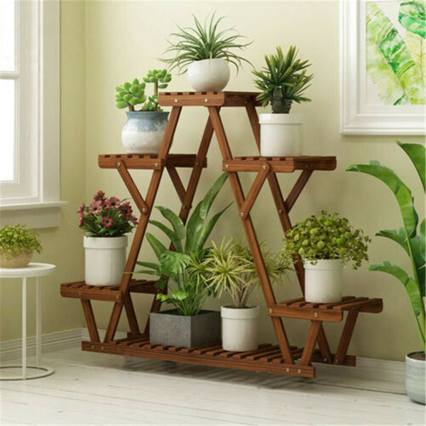 Upgraded Thick Wood Indoor Plant Stand With Flower Planter Shelves Plant Stands
