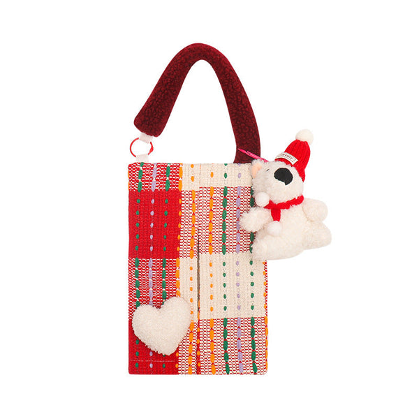 Cute Red Bear Car Tissue Holder Woven Design Other Car Interior