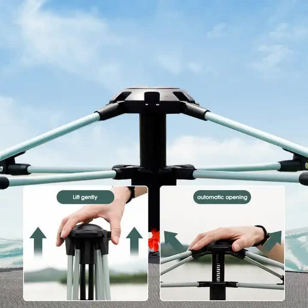 Elosung Silver Glue Waterproof Camping Tent With Awning Size: 240X240x155cm Charming Sturdy For Outdoor Excursions (Blue) Tents