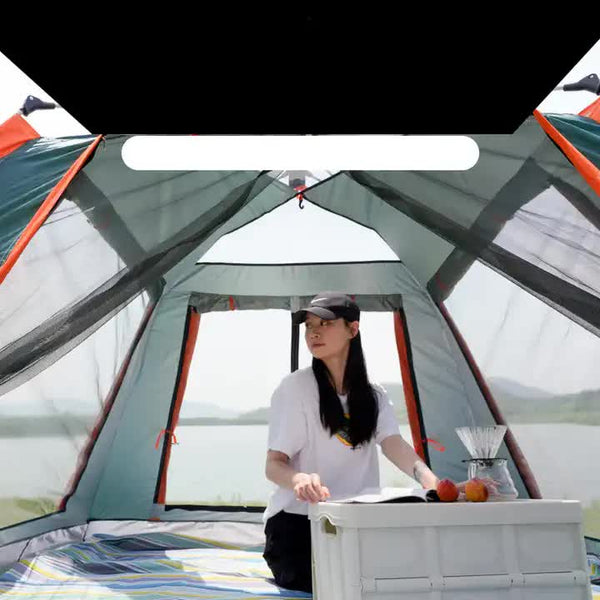 Elosung Silver Glue Waterproof Camping Tent With Awning Size: 270X270x185cm Charming Sturdy For Outdoor Excursions (Blue) Tents