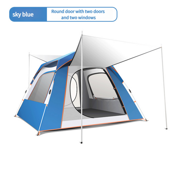 Elosung Sky Blue Four Sided Tent With Sunshade Awning Large Size (240X240x155cm) High Strength Uv Protection Multi Coating Waterproof For Outdoor Excu