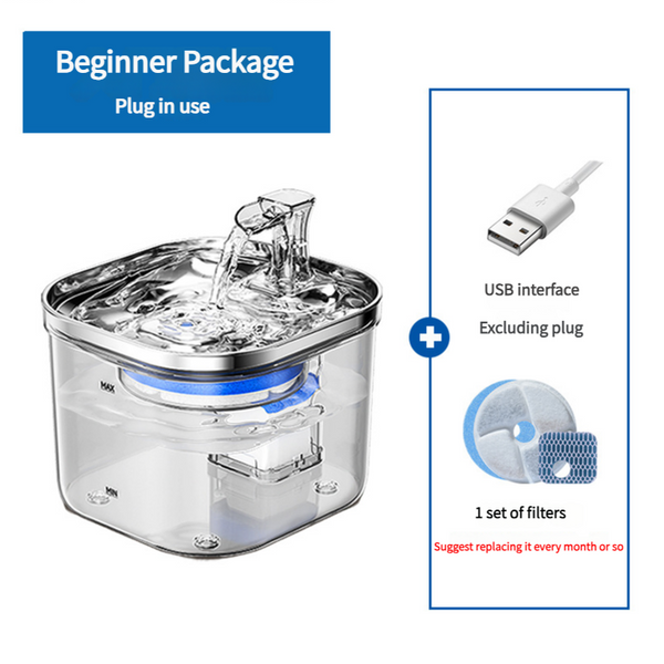 Elosung Usb Powered Pet Water Fountain With Filter Starter Kit 2L Capacity Dog Fountains