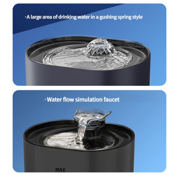 Elosung 2.2L Beginner Package Pet Water Fountain With Faucet Flow Usb Interface Black Design Dishes Feeders & Fountains