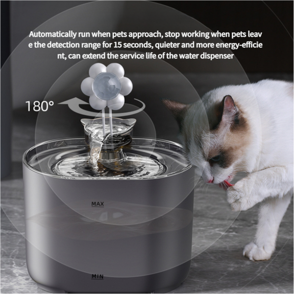 Elosung 2.2L Intelligent Sensing Pet Water Fountain With Smart Sensor Filter Black Design Dishes Feeders & Fountains
