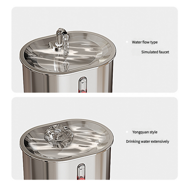 Package Stainless Steel Pet Water Fountain With Faucet Flow And Usb Plug Dog Fountains