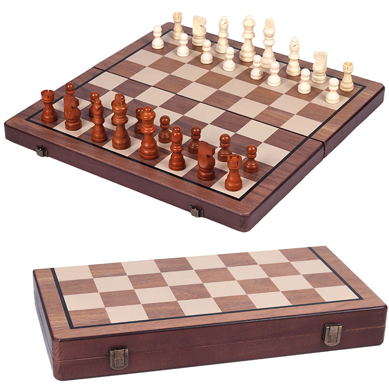 Elosung Magnetic Chess Solid Wood Set Can Be Folded Contemporary Chess