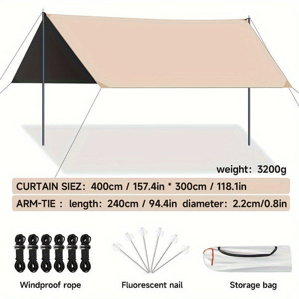 Elosung Outdoor Camping Square Black Glue Sky Curtain Sun Rain Protection 400*300Cm Other Camping