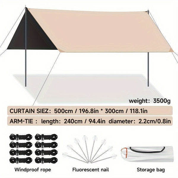 Elosung Outdoor Camping Square Black Glue Sky Curtain Sun And Rain Protection 500*300Cm Other Camping