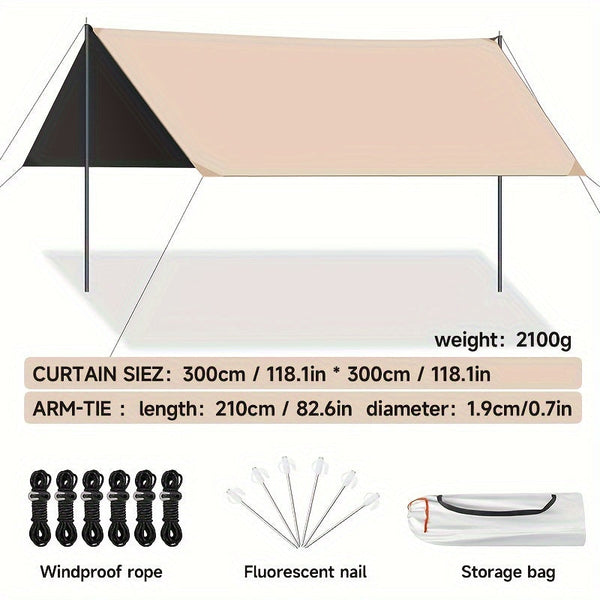 Elosung Outdoor Camping Square Black Glue Sky Curtain Sun And Rain Protection Other Camping
