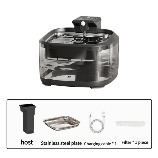 Elosung 1 Sets Of Smart Pet Water Fountain 4.5L Stainless Steel Automatic Dispenser Black Dog Fountains