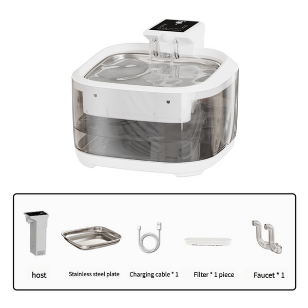 Elosung 4.5L Smart Pet Water Fountain With Dual Flow Stainless Steel White Design Dog Fountains