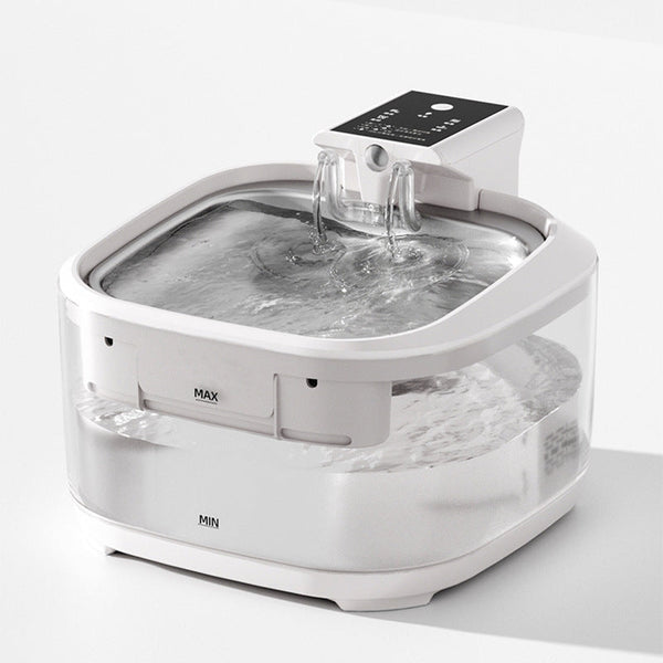 Elosung 4.5L Smart Pet Water Fountain With Dual Flow Stainless Steel White Design Dog Fountains