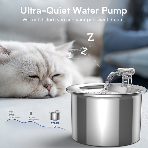 Elosung Intelligent Stainless Steel Pet Water Fountain With Smart Sensor Usb Plug And Auto Power Off Function Dog Fountains