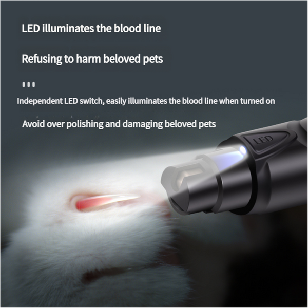 Elosung Dual Speed Pet Nail Grinder With Led Light Usb Rechargeable 5000 7500 Rpm For Safe Painless Grooming Dog Grooming