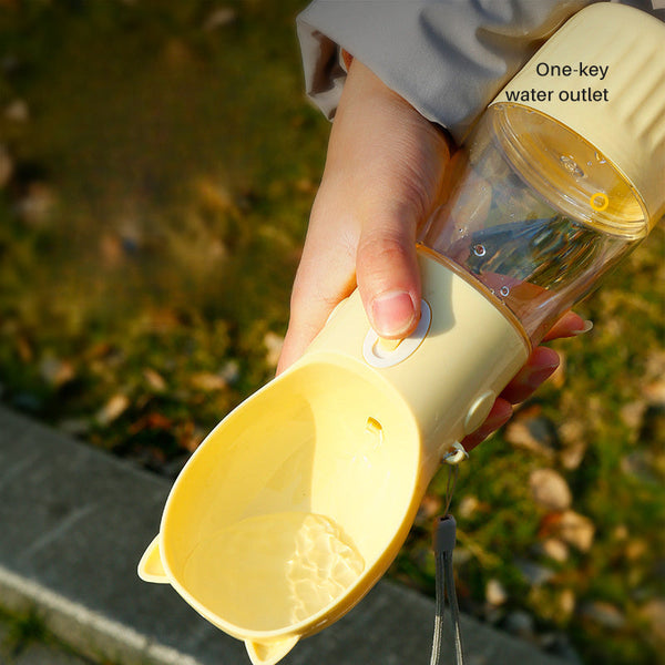 Elosung Yellow Portable Dog Water Bottle With Built In Bowl Dispenser 250Ml Water180ml Food Capacity Leak Proof For Travel Walks Dishes Feeders & Foun