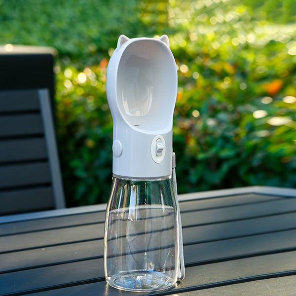 Elosung Dog Water Bottle With Bowl Dispenser 500Ml Grey Pet Travel Cup Leak Proof One Hand Operation Dog Bowls