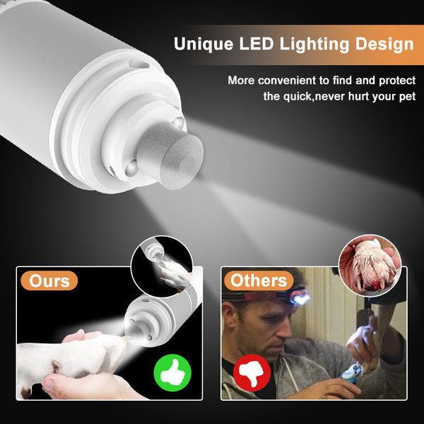 Elosung Rechargeable Pet Nail Grinder With Quiet Motor Led Lights Usb Charging Two Speed Settings Dog Grooming