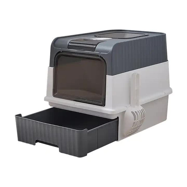 Elosung Large Enclosed Box With Drawer Scoop Odor Control Removable Tray Easy Clean Design Cat Litter