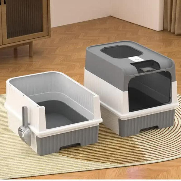 Large Enclosed Box With Drawer And Scoop Odor Control Removable Tray Easy Clean Design Cat Litter