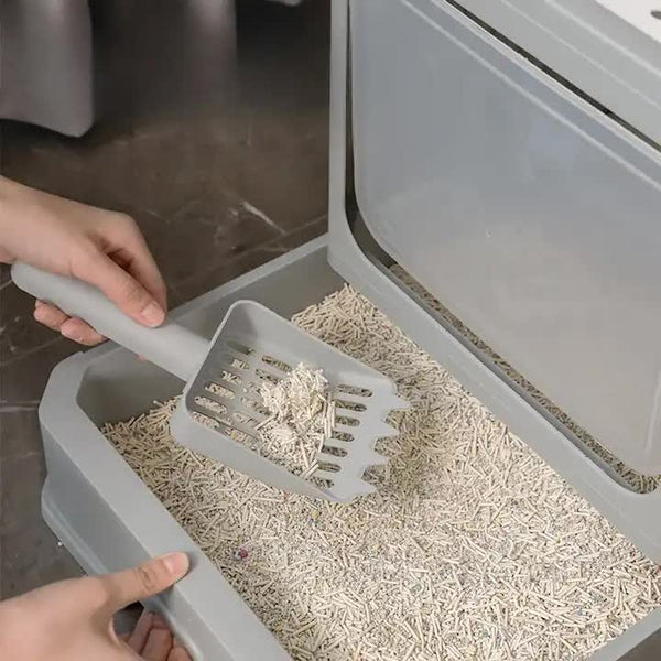 Top Entry Cat Litter Box With Drawer Enclosed Design Easy Clean Odor Control Anti Tracking Lid Grey Placeholder