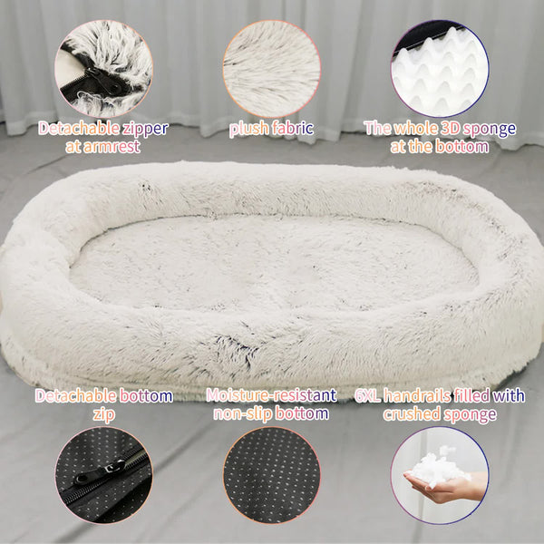 Fluffy Donut Shaped Pet Bed Soft Cozy And Anti Anxiety For Dogs Cats Machine Washable Dark Gray Size:M 75*55*18Cm Pet Beds