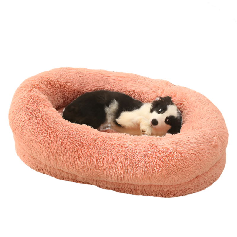 Elosung Fluffy Donut Shaped Pet Bed Soft Cozy And Anti Anxiety For Dogs Cats Machine Washable Blush Pink Pet Beds