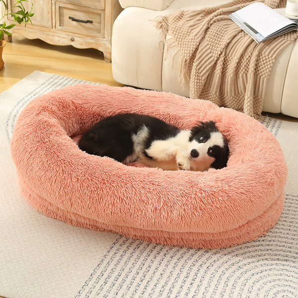 Elosung Fluffy Donut Shaped Pet Bed Soft Cozy And Anti Anxiety For Dogs Cats Machine Washable Blush Pink Pet Beds