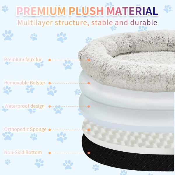 Elosung Fluffy Donut Shaped Pet Bed Soft Cozy And Anti Anxiety For Dogs Cats Machine Washable Cyan Blue Pet Beds