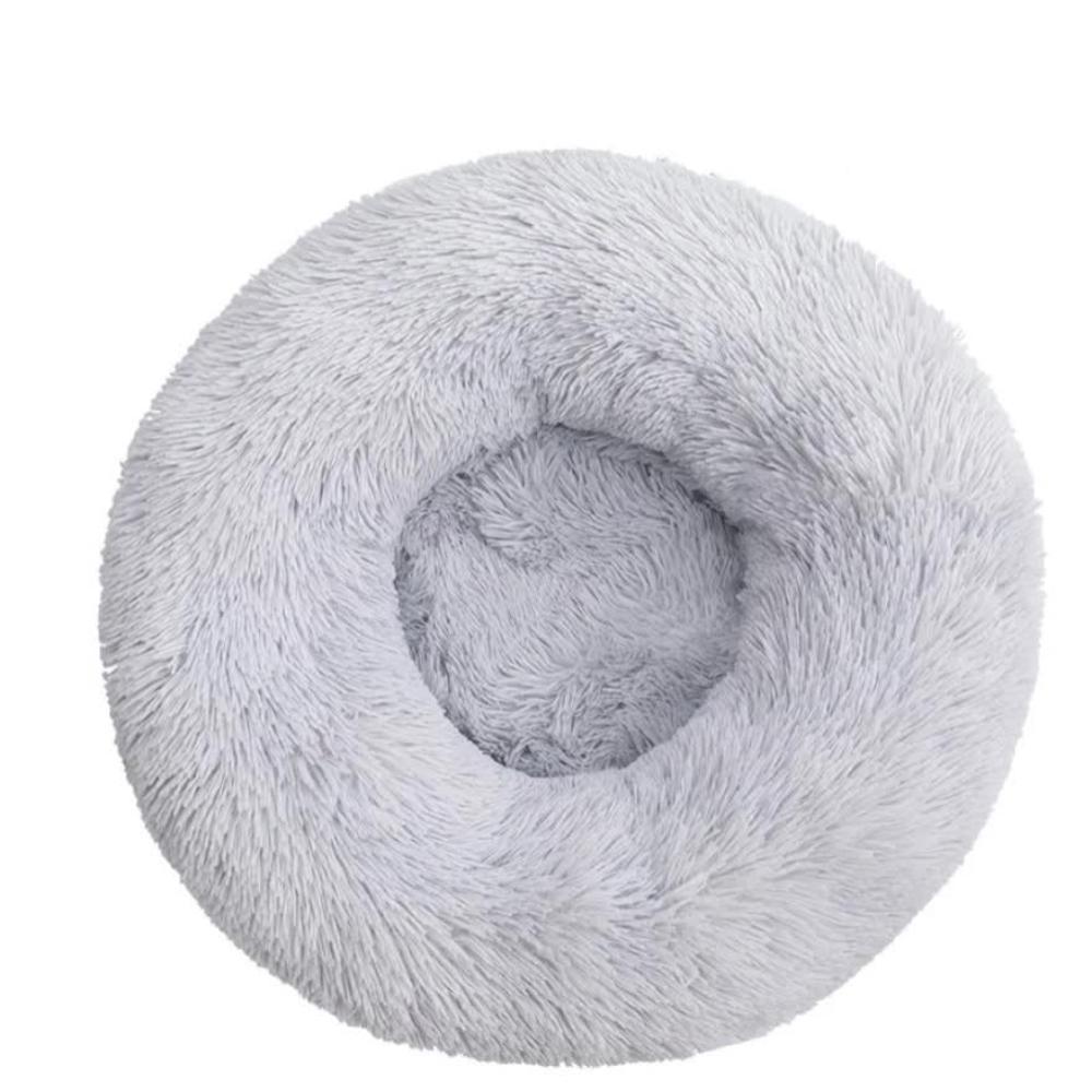 Elosung Calming Donut Pet Bed Soft Faux Fur Anti Anxiety Fluffy Round For Cats And Small Dogs (Light Gray)40Cm Pet Beds