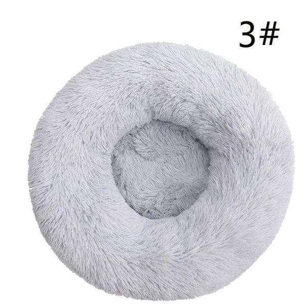 Elosung Calming Donut Pet Bed Soft Faux Fur Anti Anxiety Fluffy Round For Cats And Small Dogs (Light Gray)50Cm Pet Beds