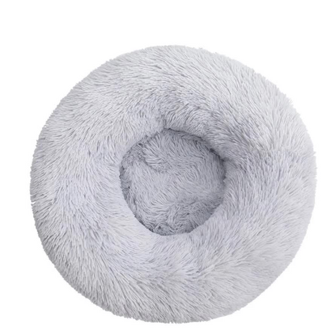 Elosung Calming Donut Pet Bed Soft Faux Fur Anti Anxiety Fluffy Round For Cats And Small Dogs (Light Gray)50Cm Pet Beds