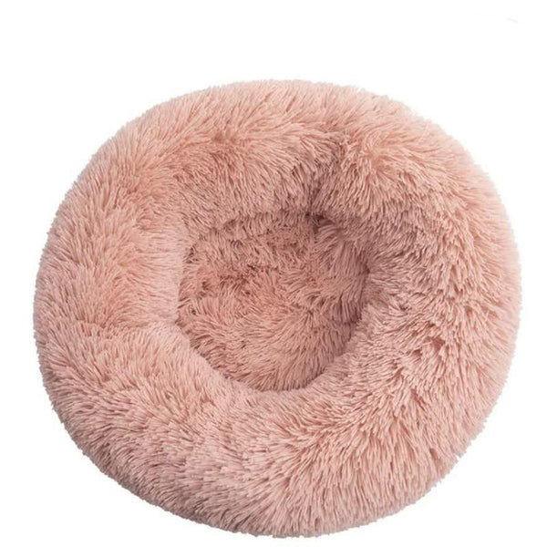 Calming Donut Pet Bed Soft Faux Fur Anti Anxiety Fluffy Round For Cats And Small Dogs (Blush Pink)40Cm Pet Beds