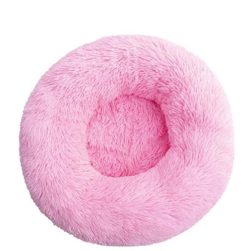 Calming Donut Pet Bed Soft Faux Fur Anti Anxiety Fluffy Round For Cats And Small Dogs (Pink)40Cm Pet Beds