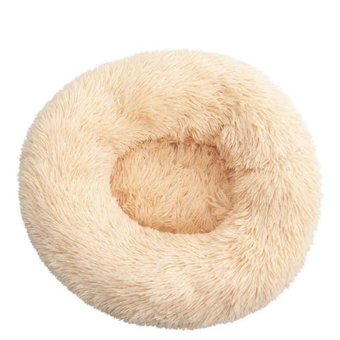 Calming Donut Pet Bed Soft Faux Fur Anti Anxiety Fluffy Round For Cats And Small Dogs (Apricot)40Cm Pet Beds