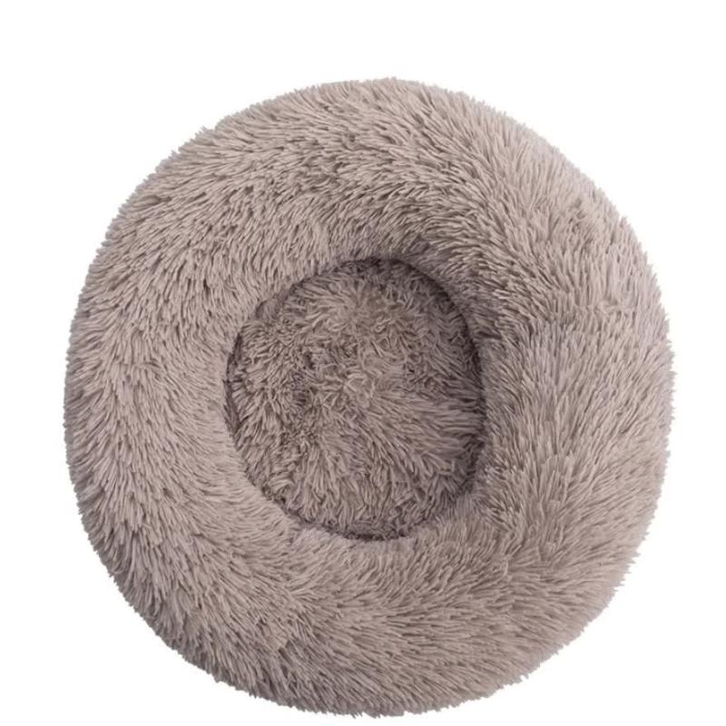 Calming Donut Pet Bed Soft Faux Fur Anti Anxiety Fluffy Round For Cats And Small Dogs (Beige Brown)40Cm Pet Beds