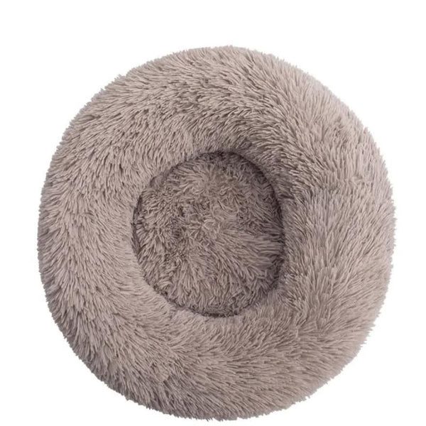 Calming Donut Pet Bed Soft Faux Fur Anti Anxiety Fluffy Round For Cats And Small Dogs (Beige Brown)40Cm Pet Beds