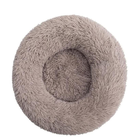 Calming Donut Pet Bed Soft Faux Fur Anti Anxiety Fluffy Round For Cats And Small Dogs (Beige Brown)40Cm Pet Beds