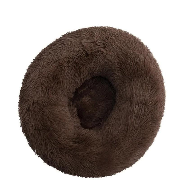 Calming Donut Pet Bed Soft Faux Fur Anti Anxiety Fluffy Round For Cats And Small Dogs (Coffee)40Cm Pet Beds