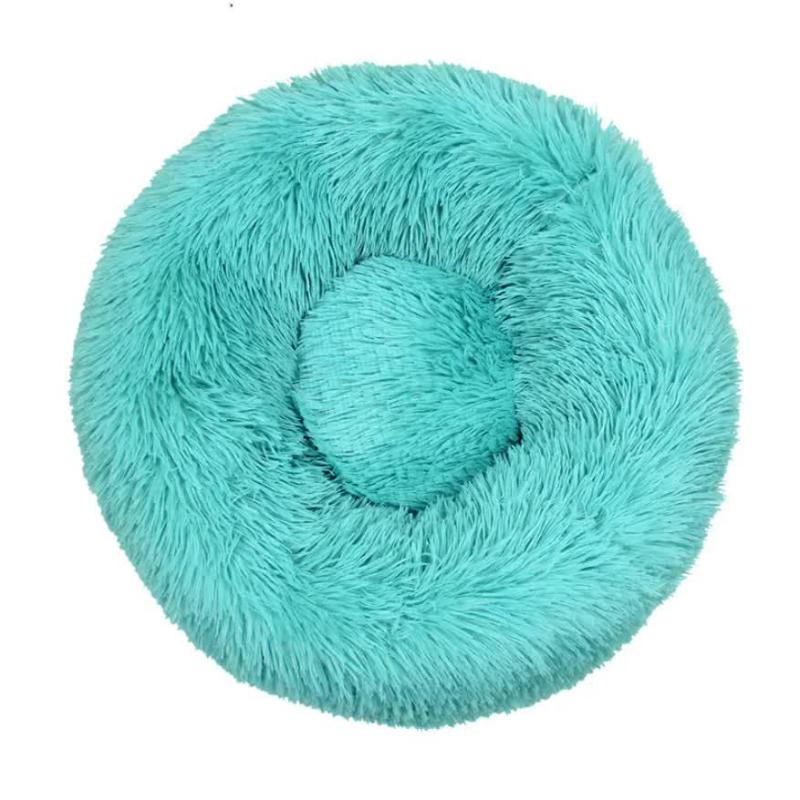 Calming Donut Pet Bed Soft Faux Fur Anti Anxiety Fluffy Round Cats Small Dogs Emerald Green 40Cm Pet Beds