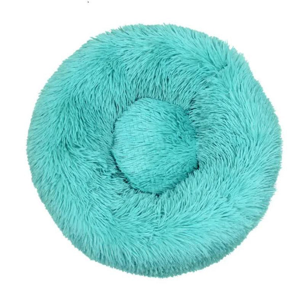 Calming Donut Pet Bed Soft Faux Fur Anti Anxiety Fluffy Round Cats Small Dogs Emerald Green 40Cm Pet Beds