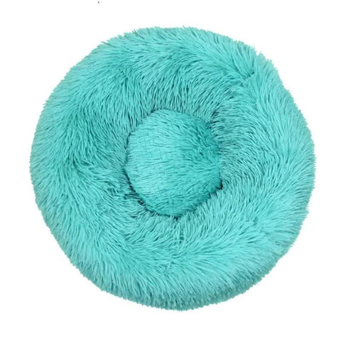 Calming Donut Pet Bed Soft Faux Fur Anti Anxiety Fluffy Round Cats Small Dogs Emerald Green 40Cm Pet Beds
