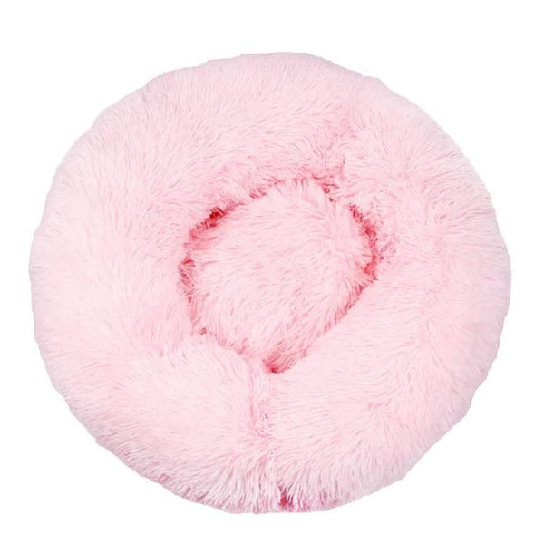 Calming Donut Pet Bed Soft Faux Fur Anti Anxiety Fluffy Round For Cats And Small Dogs (Light Pink)40Cm Pet Beds