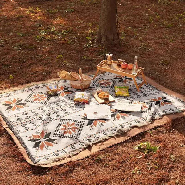 Elosung 2Pcs Pack Set 180*230Cm Bohemian Picnic Blanket Waterproof Camping Outdoor Rug For Beach Blankets
